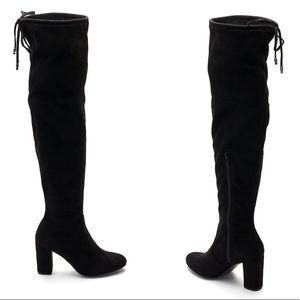 CANDIES Talent black vegan suede over the knee heeled boots size 8 like new